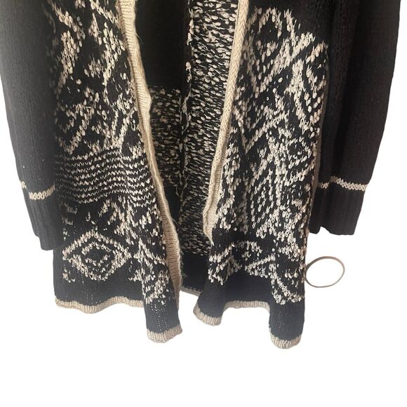 Venus Y2k Size Large‎ Black & White Knit Hooded Long Open Front Cardigan Sweater - Picture 4 of 10